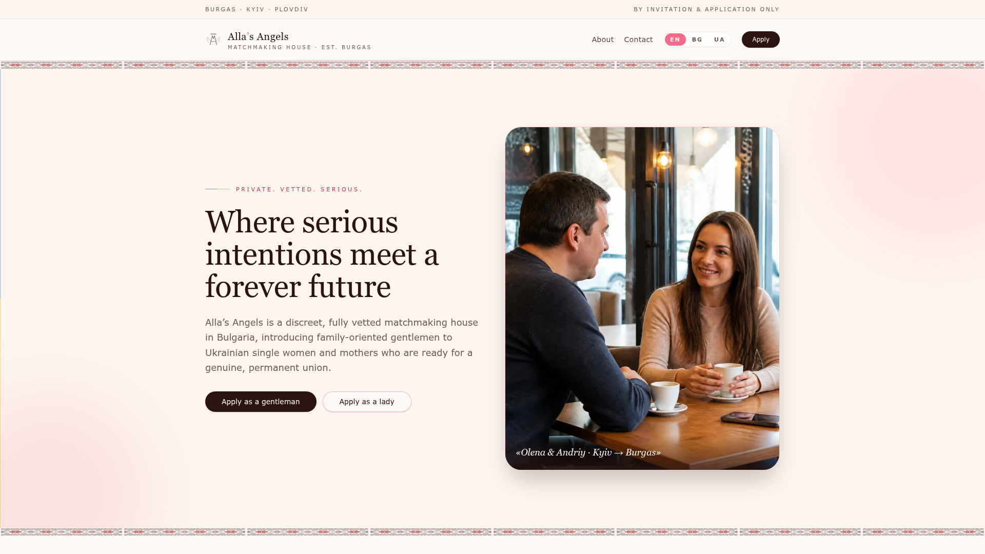 Alla's Angels — website screenshot